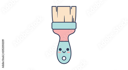 Cute cartoon paint brush with happy face illustration.
