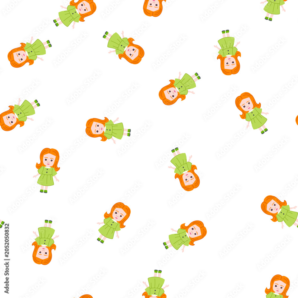 Obraz premium pattern imagination doll toy cartoon. creativity laughter, friends adventure, explore learn imagination doll toy sign. seamless symbol vector illustration
