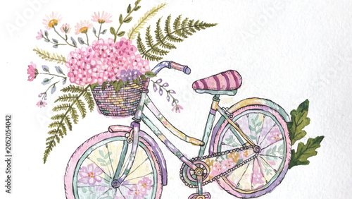 A whimsical hand-painted gouache illustration of two stacked floral vector background
