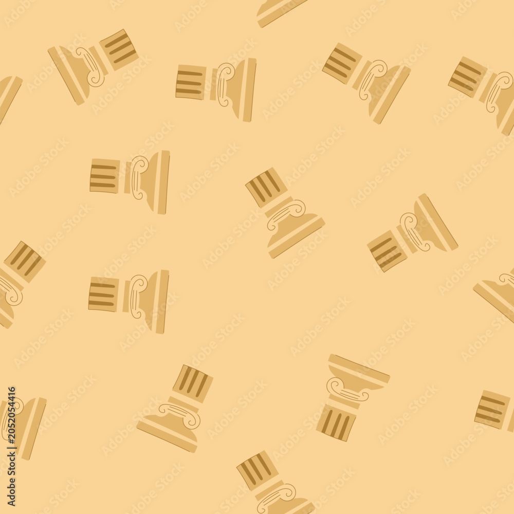 Naklejka premium pattern greece column ancient cartoon. rome sculpture, marble old, pedestal classic greece column ancient sign. seamless vector illustration