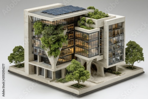 Modern Architectural Model with Integrated Greenery
