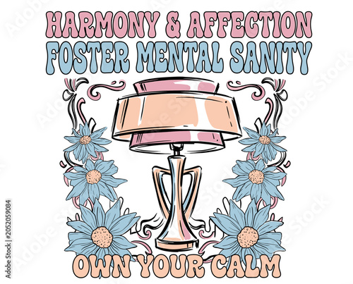 Canvastavla mental health awareness, vintage typography, harmony and affection, foster menta