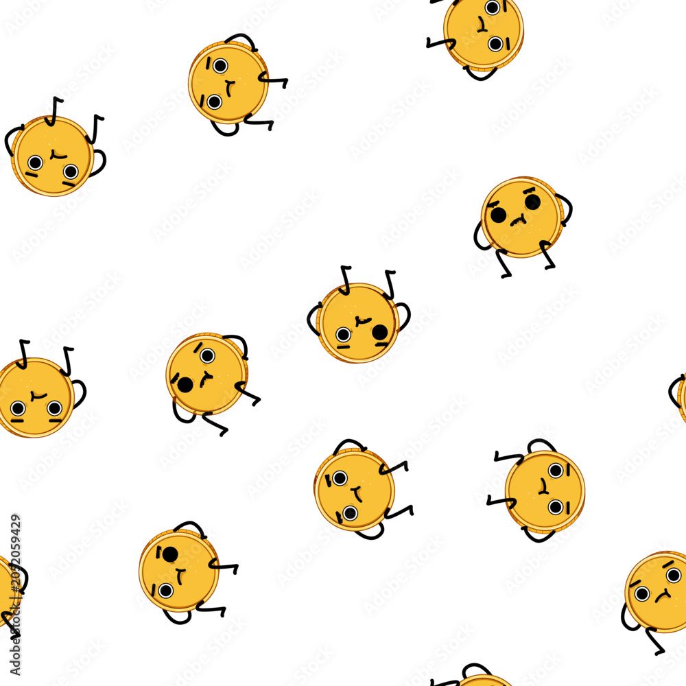 Obraz premium pattern bit coin character cartoon. work finance, cash payment, businessman young bit coin character sign vector