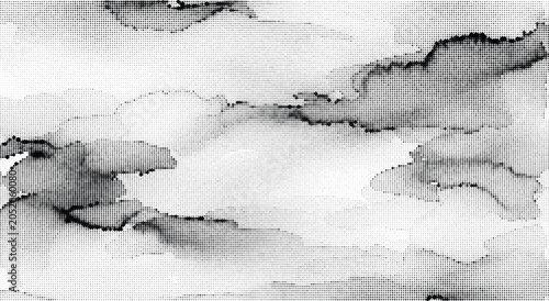 Billede på lærred Abstract ink-like splatters with halftone texture, conveying a chaotic yet artistic expression, suitable for dynamic backgrounds