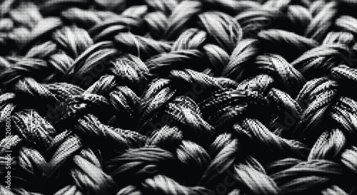 Fotografie Close up halftone texture of woven fabric, intricate pattern of interlaced threads, textile background with detailed structure