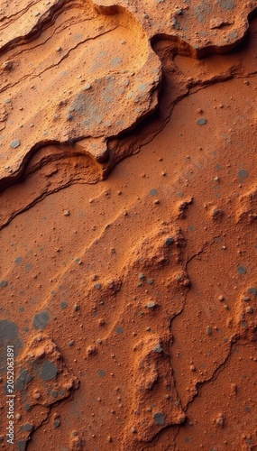 Intricate network of erosion patterns on weathered red rock surface, landscape, colour, erosion