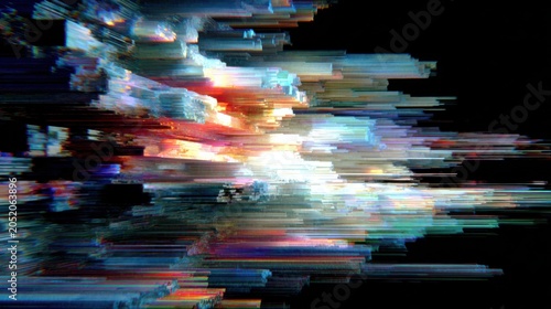 Abstract Digital Glitch Art with Vibrant Color Streaks