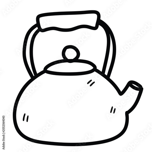 Simple line art drawing of a classic kitchen teapot.