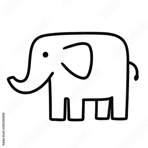 Simple cute elephant hand drawn doodle icon.