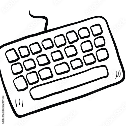 Hand drawn doodle illustration of a computer keyboard.