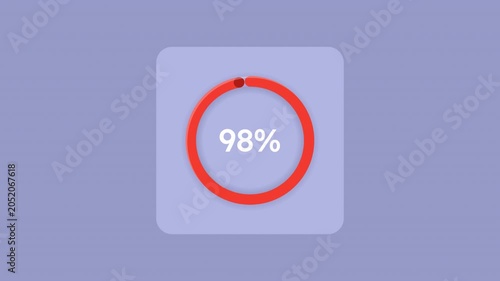 Total capacity neumorphistic orange ring circle percent loading animation. Animated percentage progress indicator for light theme. Modern UI. Circular loader icon. HD video with alpha channel