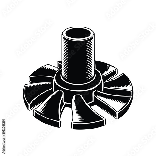 Foto Industrial water pump impeller for fluid movement black and white