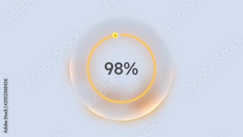 System diagnostics circle percent loading animation with orange ambient light. Animated percentage progress indicator for light theme. Modern UI. Circular loader icon. HD video with alpha channel