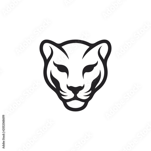 Black and white big cat face.