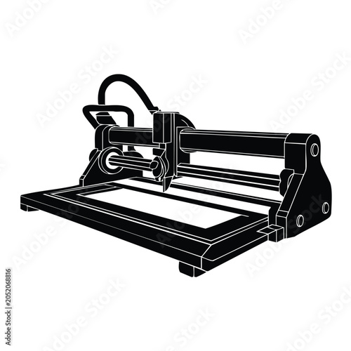 Precision laser cutting machine silhouette for industrial fabrication.