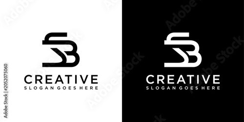 SB or BS initial letter logo design vector