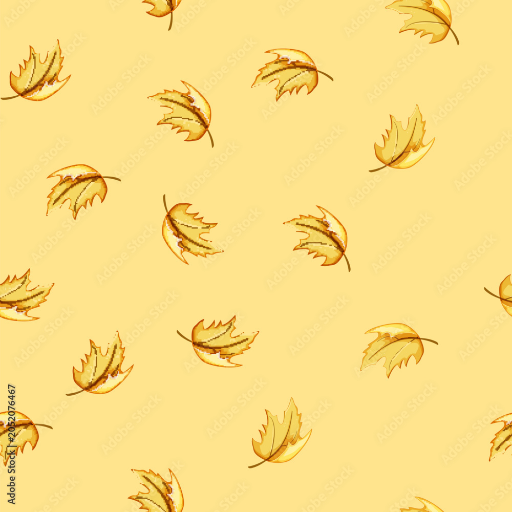 Naklejka premium seamless pattern fall maple leaf cartoon. red canadian, autumn flag, symbol yellow fall maple leaf sign vector