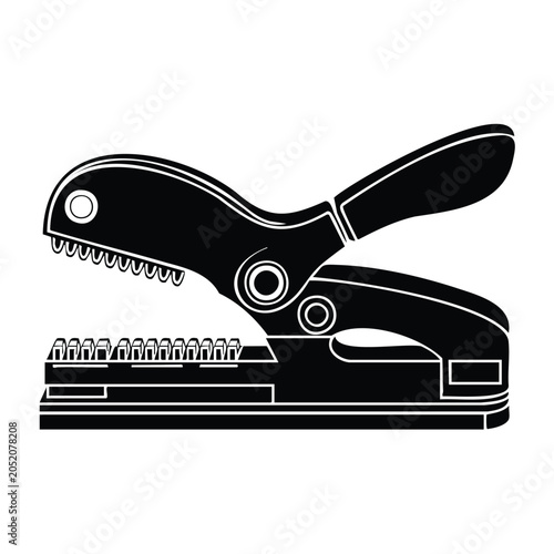 Foto Paper hole puncher with colorful teeth for office use.