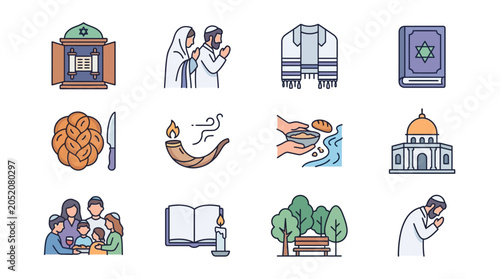 Foto Jewish Cultural Symbols and Rituals Illustrated
