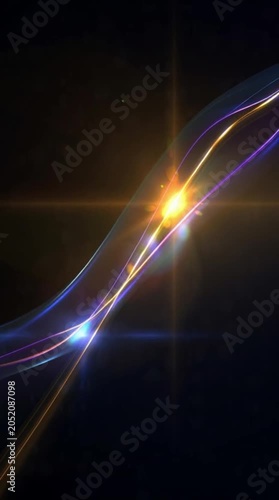 Abstract Digital Energy Waves with Glowing Light Flares on Dark Background for Technology and Science Concepts
