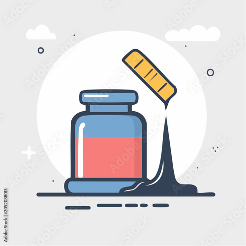 Ink Bottle and Dropper Illustration
