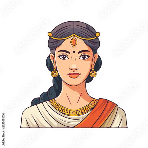 Illustration of a Woman in Traditional Indian Attire