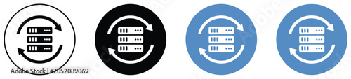 Foto Server backup, data recovery, and synchronization icon set featuring data rack w
