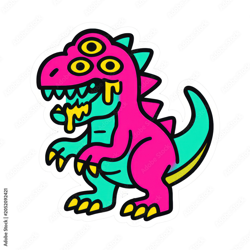 Obraz premium PNG Colorful cartoon dinosaur illustration.