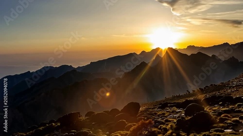 Kilimanjaro summit in aerea view. Time lapse.
