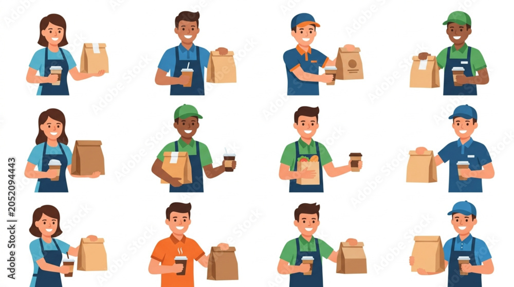 Fototapeta premium Diverse Delivery Workers Holding Packaged Goods.