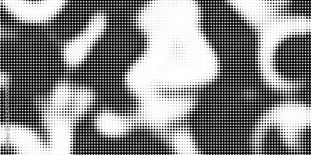 Fototapeta premium Dotted halftone gradient texture. Fading polka dot background. Repeated dots gradation pattern. Black vanishing comic pop art overlay backdrop. Halftone raster effect wallpaper. Vector Ilustration