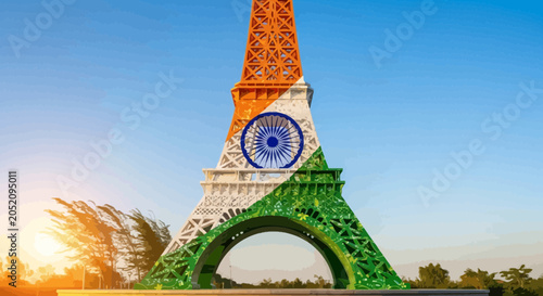 Eiffel Tower Indian Flag Colors.