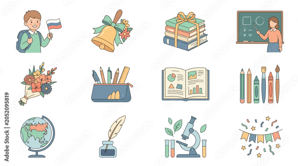 Fototapeta premium School-themed illustrations featuring education and learning