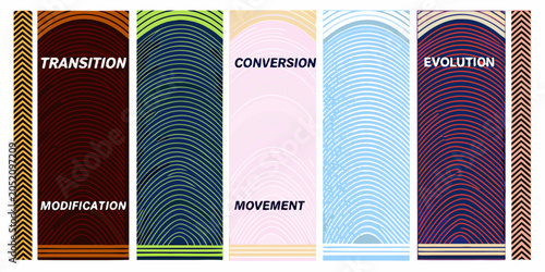 Foto Concentric arc pattern in bauhaus modernist style vibrant color variations