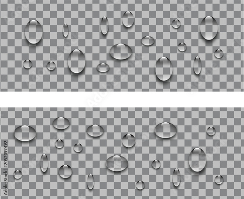 Realistic water drops vector Pack with Natural Shadow Effects. Water  drop. Flat style Isolated on white background stock vector set.