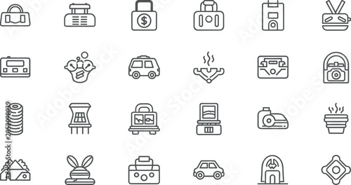 Foto Taxi service transport and taximeter dashboard equipment line icons set containi