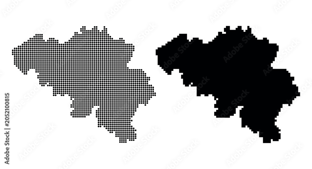 Fototapeta premium Belgium pixel and dotted maps vector illustration