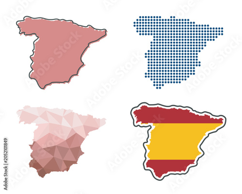 Spain map icon, outline and silhouette of Spain