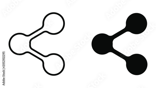 Share network connection node icon set with circle nodes and connecting lines for digital communication