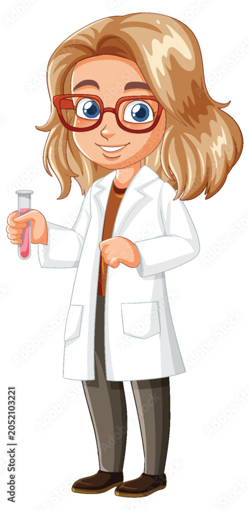 Fototapeta premium Female Scientist Holding Test Tube in Lab Coat