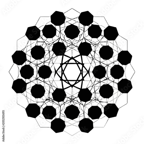 Intricate interlocking geometric octagram mandala silhouette