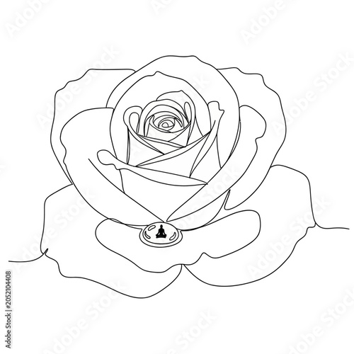 Minimalist Rose Line Art with Meditating Figure
