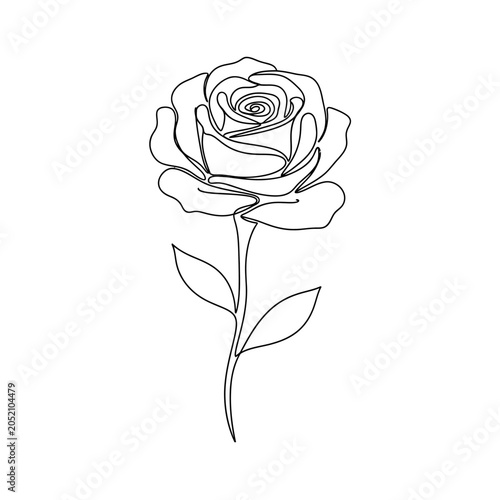 Minimalist Rose Line Art Illustration, Elegant Floral Design