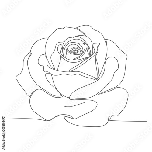 Minimalist Rose Line Art Illustration, Elegant Floral Design, Outline Flower