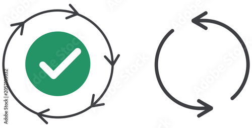Schilderij op canvas Update rotating arrows icon featuring circular sync motion, reverse cycle arrows