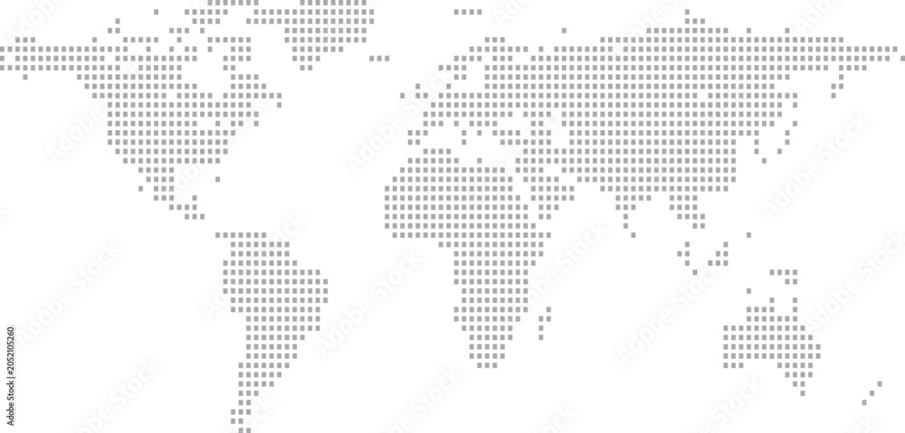 Fototapeta premium Pixelated world map global connection concept minimalist dot illustyration