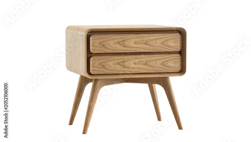 Tableau sur toile Modern wooden nightstand with two drawers and tapered legs