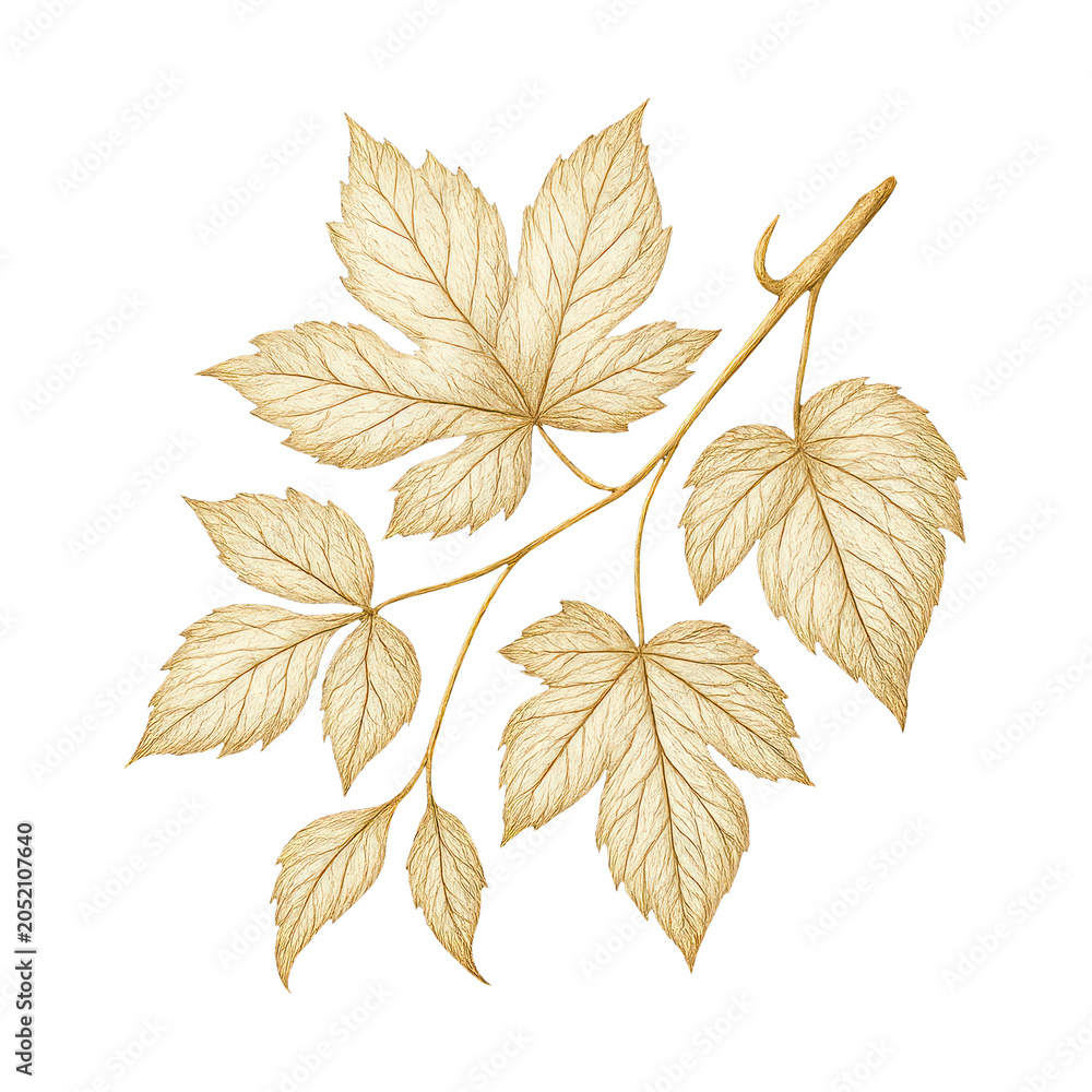 Obraz premium PNG Elegant golden leaves on black