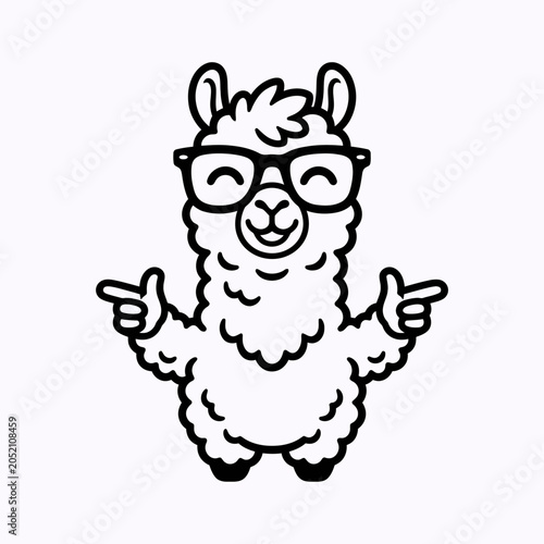 Photos Cute Llama Wearing Glasses Smiling.
