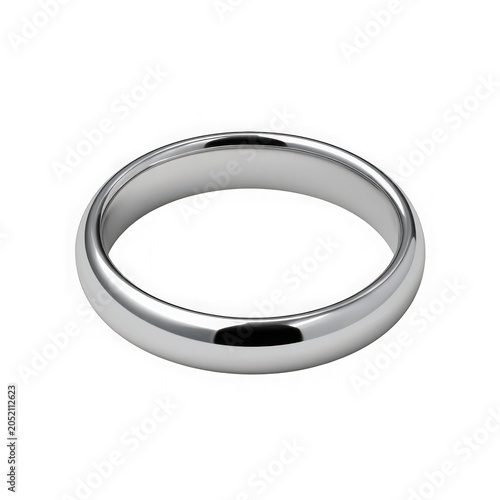 Simple silver wedding ring on finger